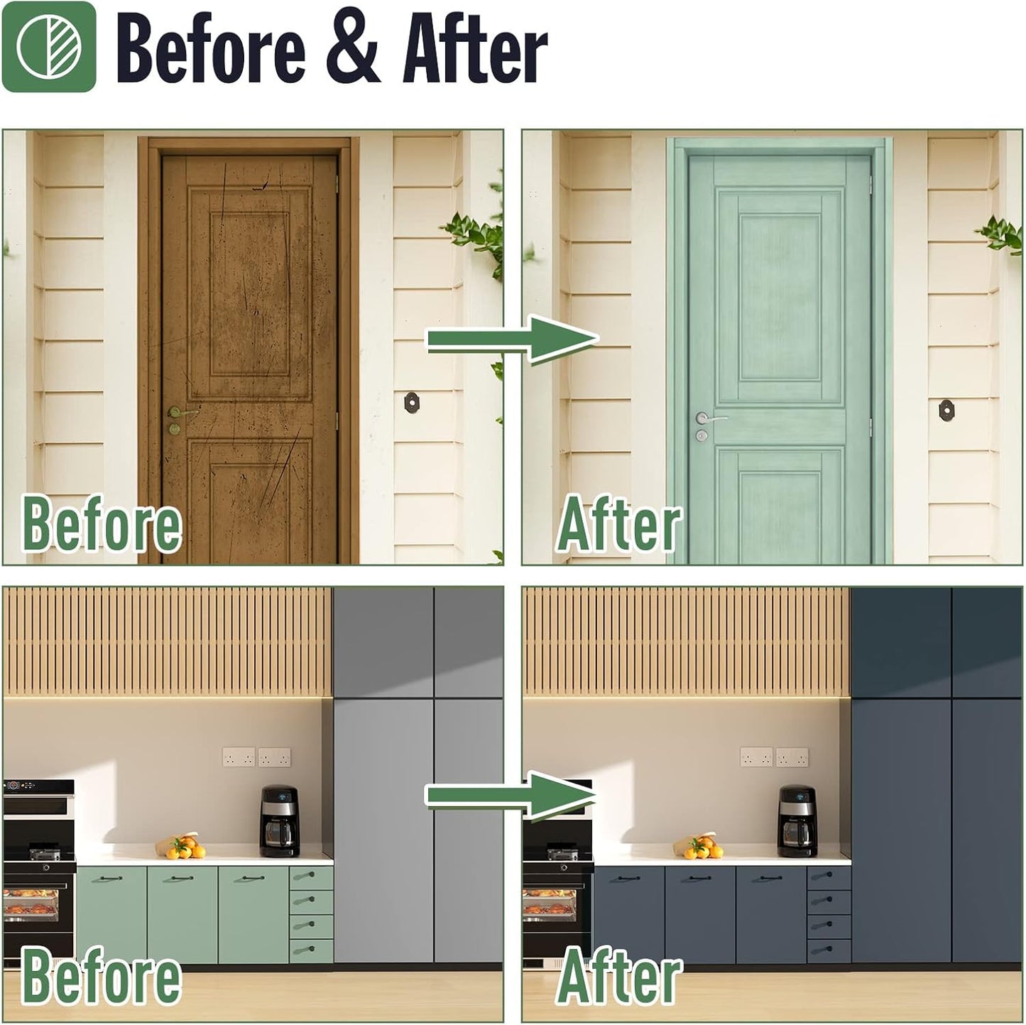 DWIL Matte Finish Furniture Paint - 32 Oz Wood Paint for Cabinets, Doors, Tables, and Dressers Refinishing - Water-Based, Non-Toxic & Odorless, Easy to Apply(White)-With Tools