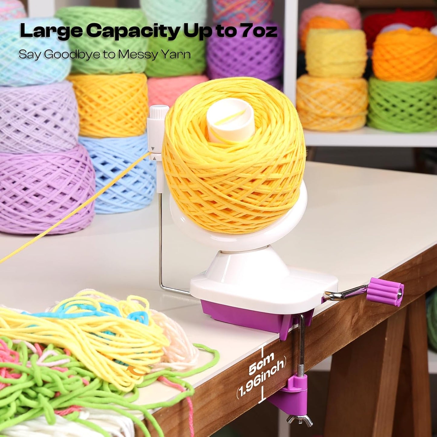 Caydo Yarn Winder with Tension Spring, One Hand Operated Winders, 4-7oz Efficiently Compact Cake Roller for Crocheting, Portable Ball Spinner for Crocheters, Ideal Helper for Craft Lovers(Purple)