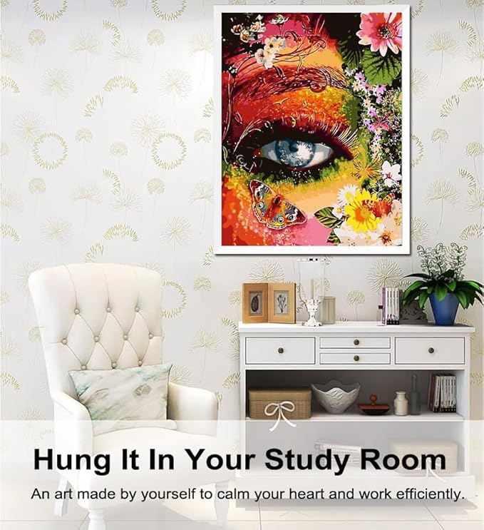 BAISITE Paint by Numbers Kit for Adults Beginners,16" Wx20 L Canvas for Painting Kits for Adults in Colorful Box-Color Eye Mother Earth 8407