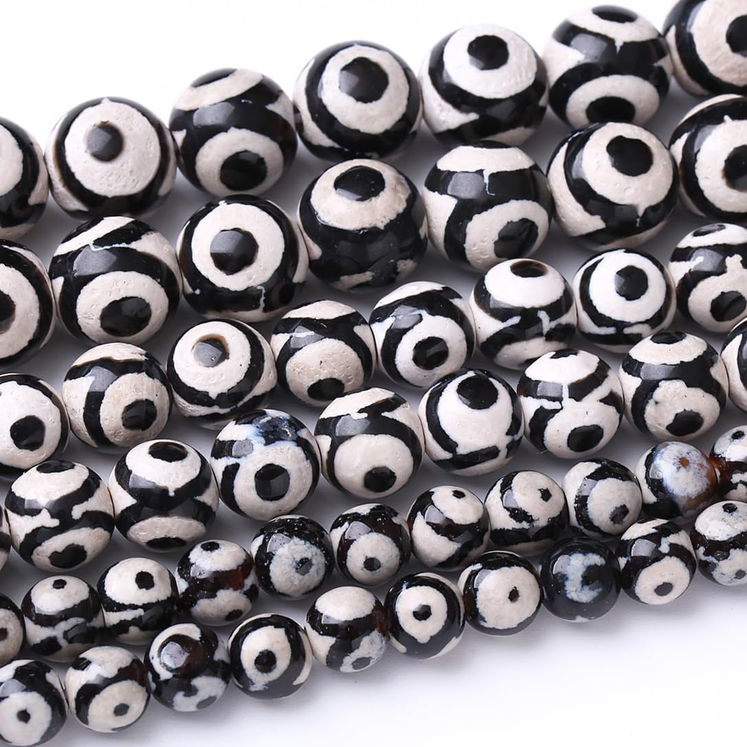 36PCS 10MM Natural Tibetan Stone Beads Round Loose Stone Beads for Jewelry Making DIY Energy Stone Healing Power Bracelet 15"