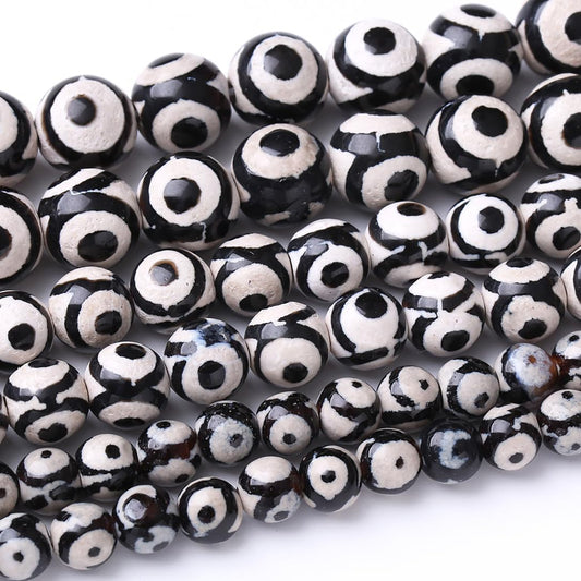 36PCS 10MM Natural Tibetan Stone Beads Round Loose Stone Beads for Jewelry Making DIY Energy Stone Healing Power Bracelet 15"