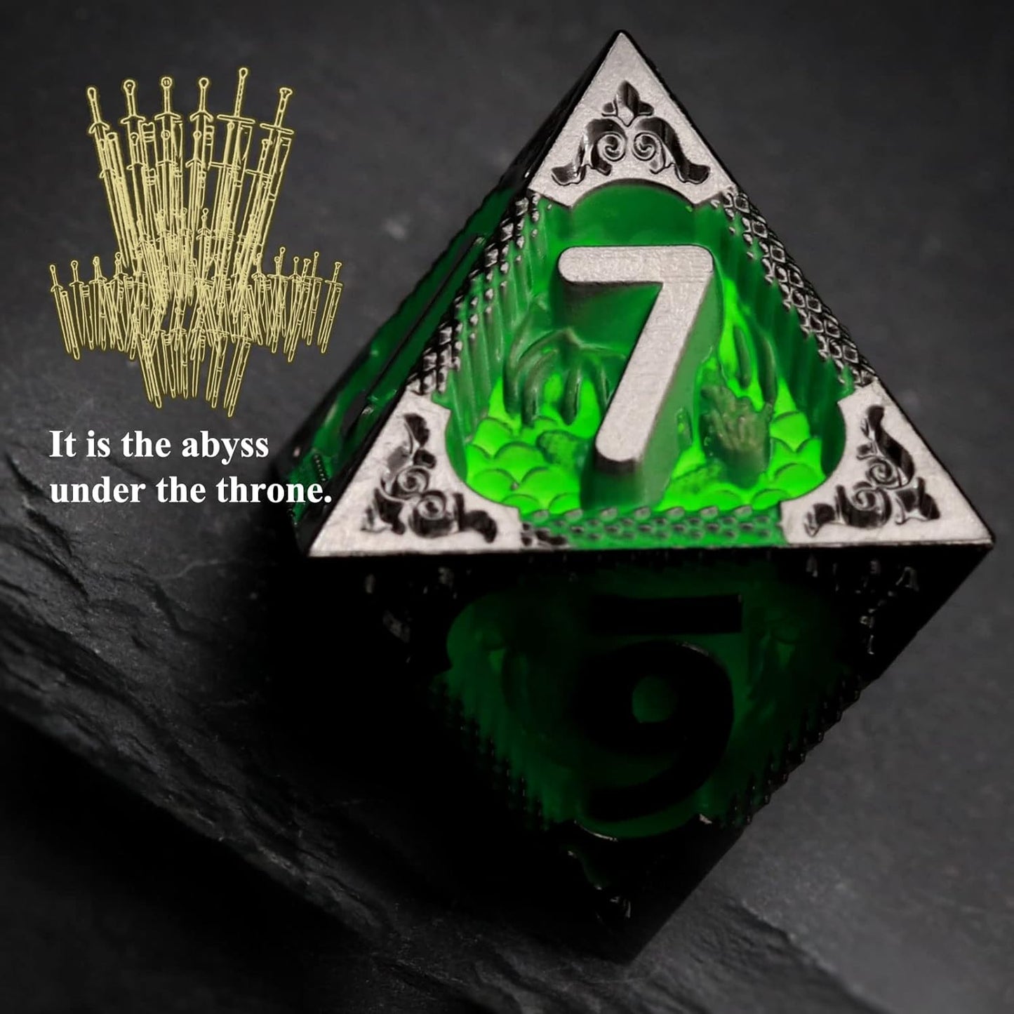 Haxtec Metal Dice Set Green Black Dragon Pattern Metal DND Dice with Leather Dice Bag Polyhedral D&D Dice Compatible with Dungeons and Dragons TTRPG Gifts