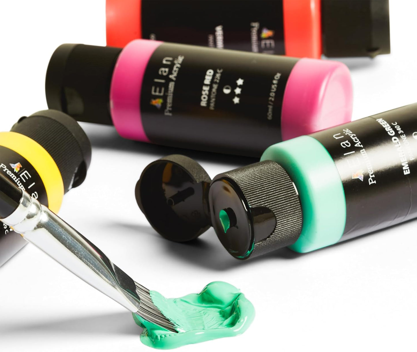 Elan Professional Acrylic Paint Set, 24 Vibrant Colors Acrylic Paint Tubes 2fl oz, Non-Toxic Tubes for Canvas & Crafts, Art Paints for Adults