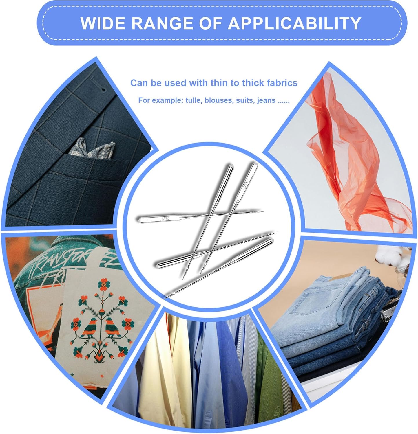 100PCS Sewing Machine Needles, Universal Sewing Machine Needle for Singer, Brother, Janome, Varmax, Needles for Sewing Machine with Sizes HAX1 65/9, 75/11, 90/14, 100/16, 110/18