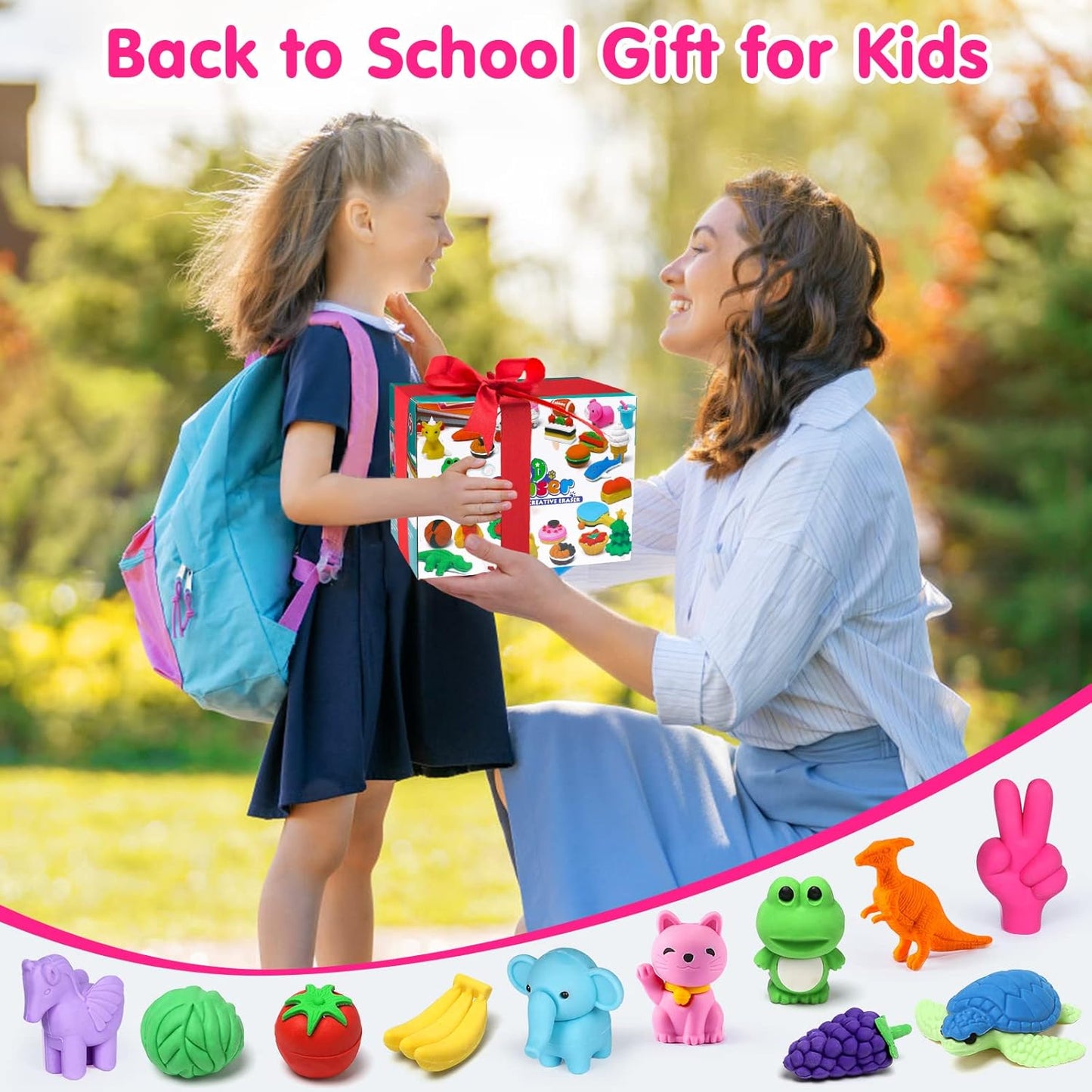 Arscniek 110 Pack Animal Erasers for Kids, Take Apart Mini Pencil Erasers, Desk Pets & Treasure Box Toys, Bulk Party Favors, Stocking Stuffers, Classroom Prizes, School Supplies, Gift for Boys & Girls