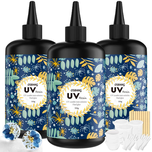 Crystal Clear Hard UV Resin Upgraded Formula Ultraviolet Fast Curing for Jewelry Making Craft Decoration, Hard Transparent Glue Solar Cure Sunlight Activated Resin (1500g)