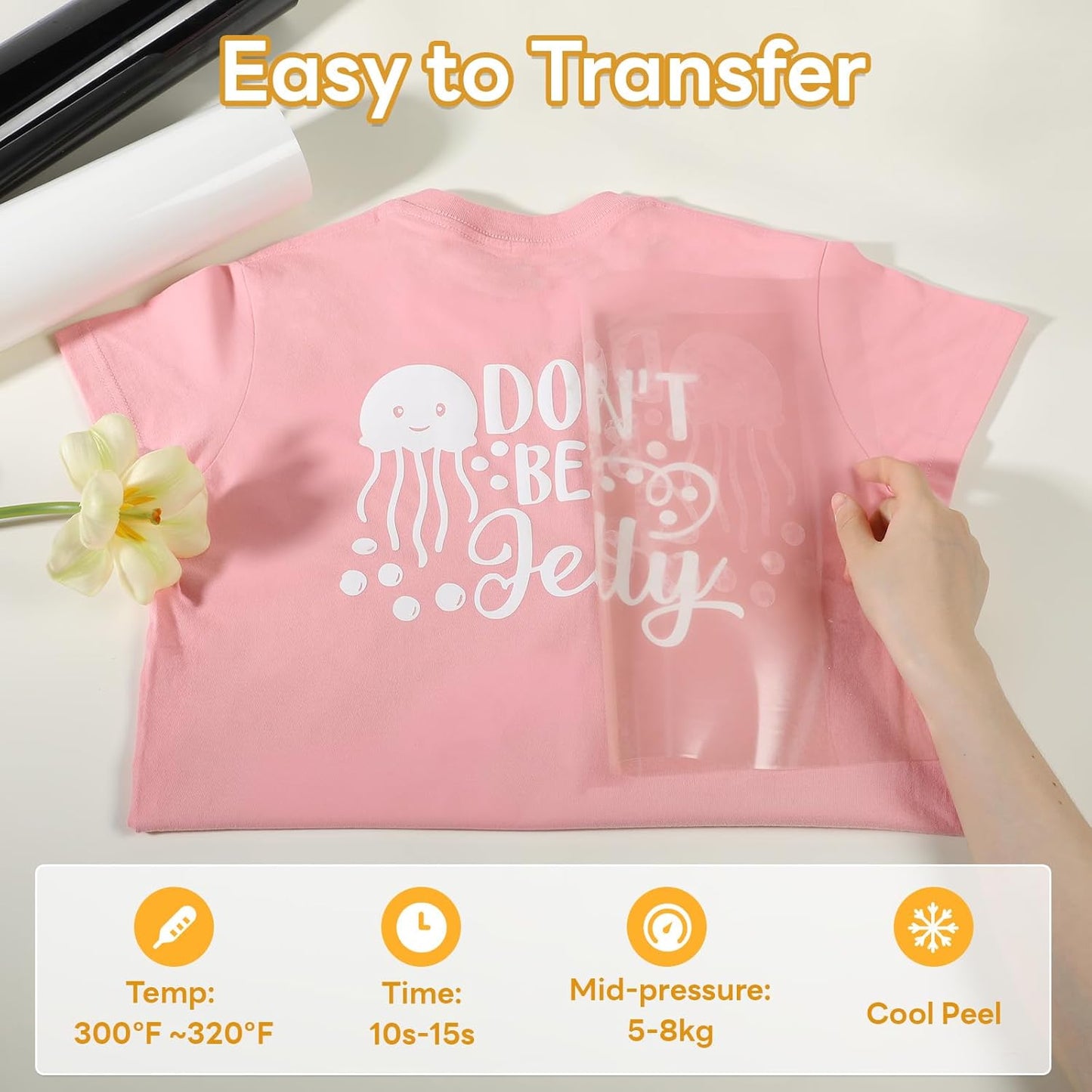 HTVRONT White Heat Transfer Vinyl - 12" x 45FT White HTV Vinyl Roll for T Shirts, White Iron on Vinyl Compatible with Cricut Cutting Machine & Silhouette Cameo - Easy to Cut & Weed