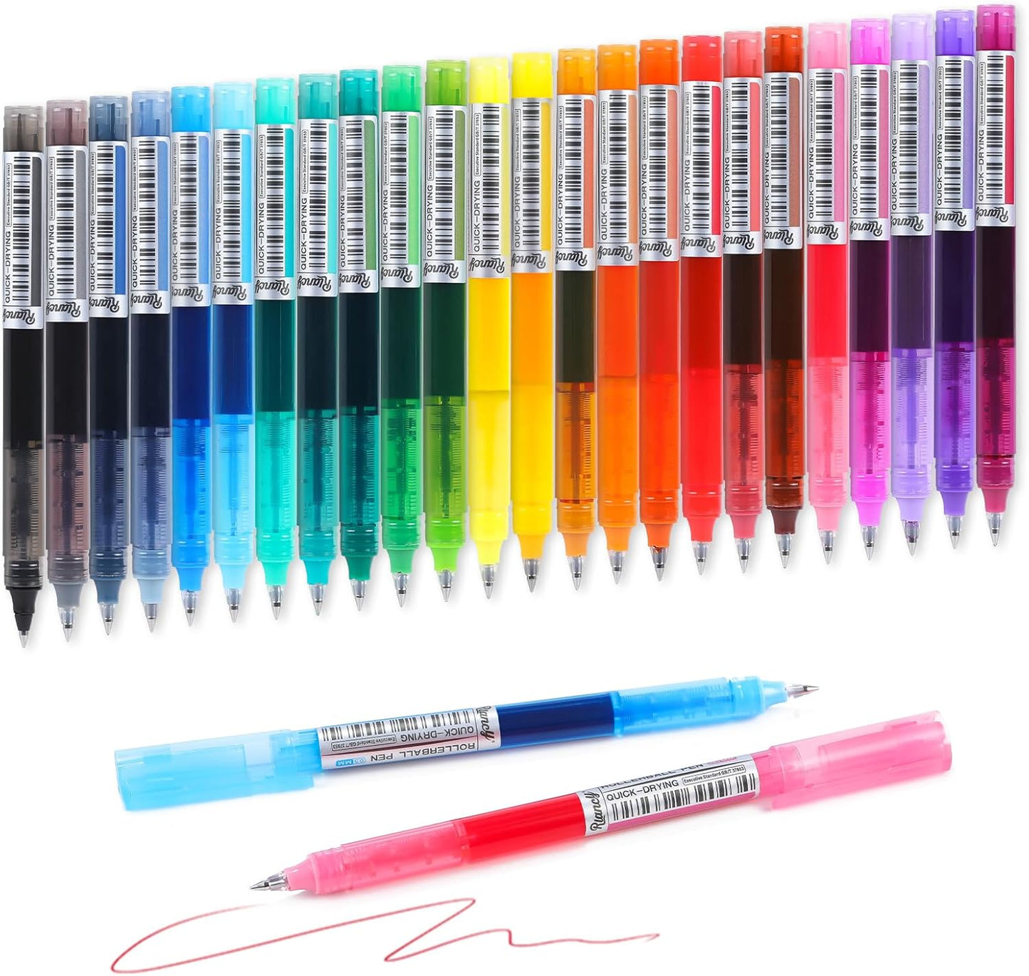 RIANCY Fine Point Colored Pens 24 Colors 0.5mm Gel Ballpoint Pens Assorted Colors Liquid Ink Pens No Smear Vibrant Colorful Writing for Journaling Note Taking Doodling Coloring Office School Supplies