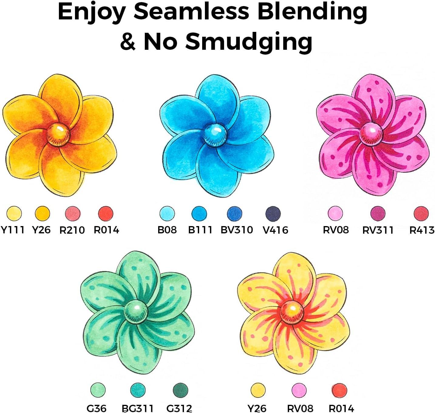 Ohuhu Alcohol Markers Brush Tip: 168-Color Double Tipped Art Marker Set for Artist Adults Coloring Illustrations -Honolulu B -Brush & Fine -Refillable