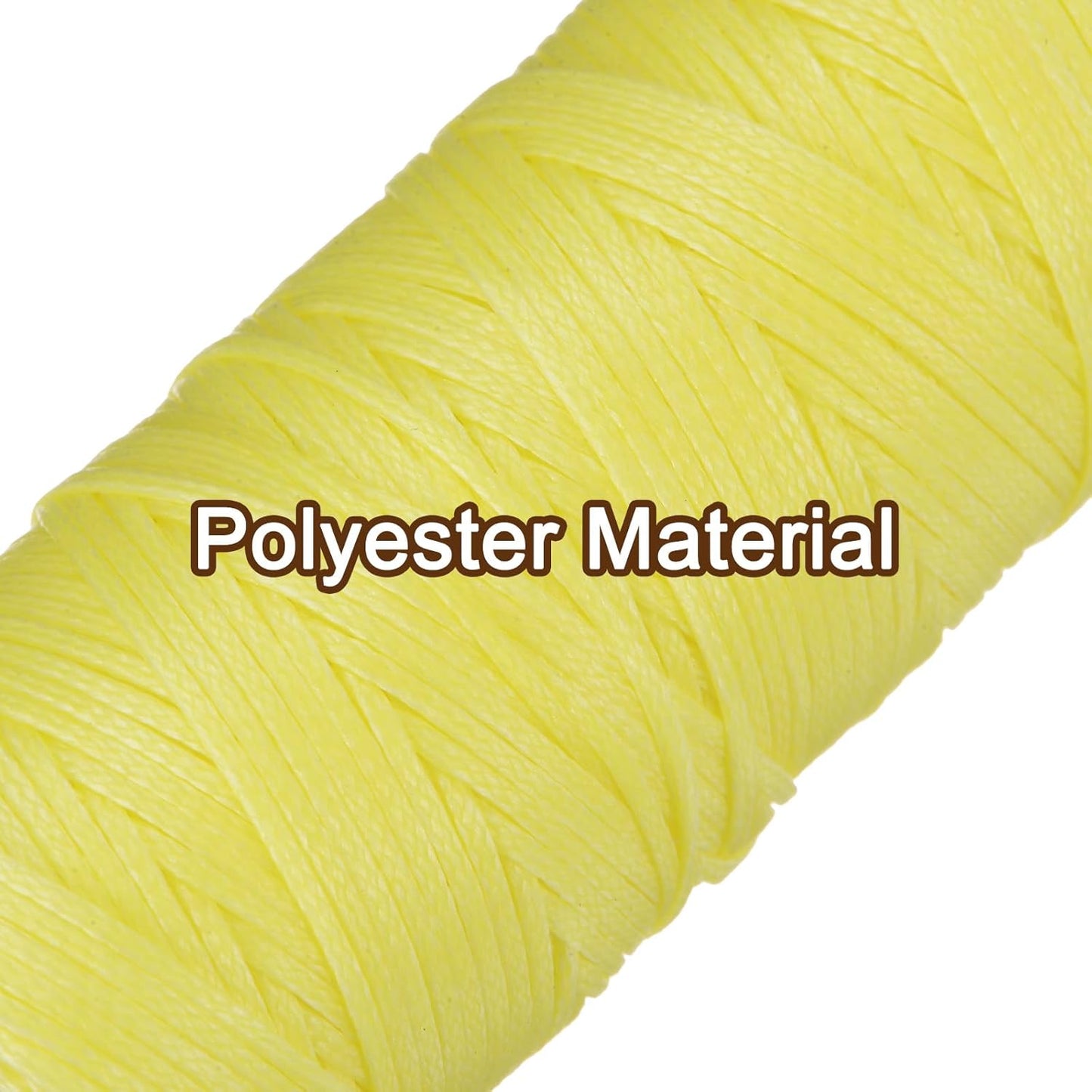 uxcell Leather Sewing Waxed Thread, 55 Yards / 50m 0.8mm 150D Flat Polyester All-Purpose Threads for Leather Crafts, Bookbinding, Yellow