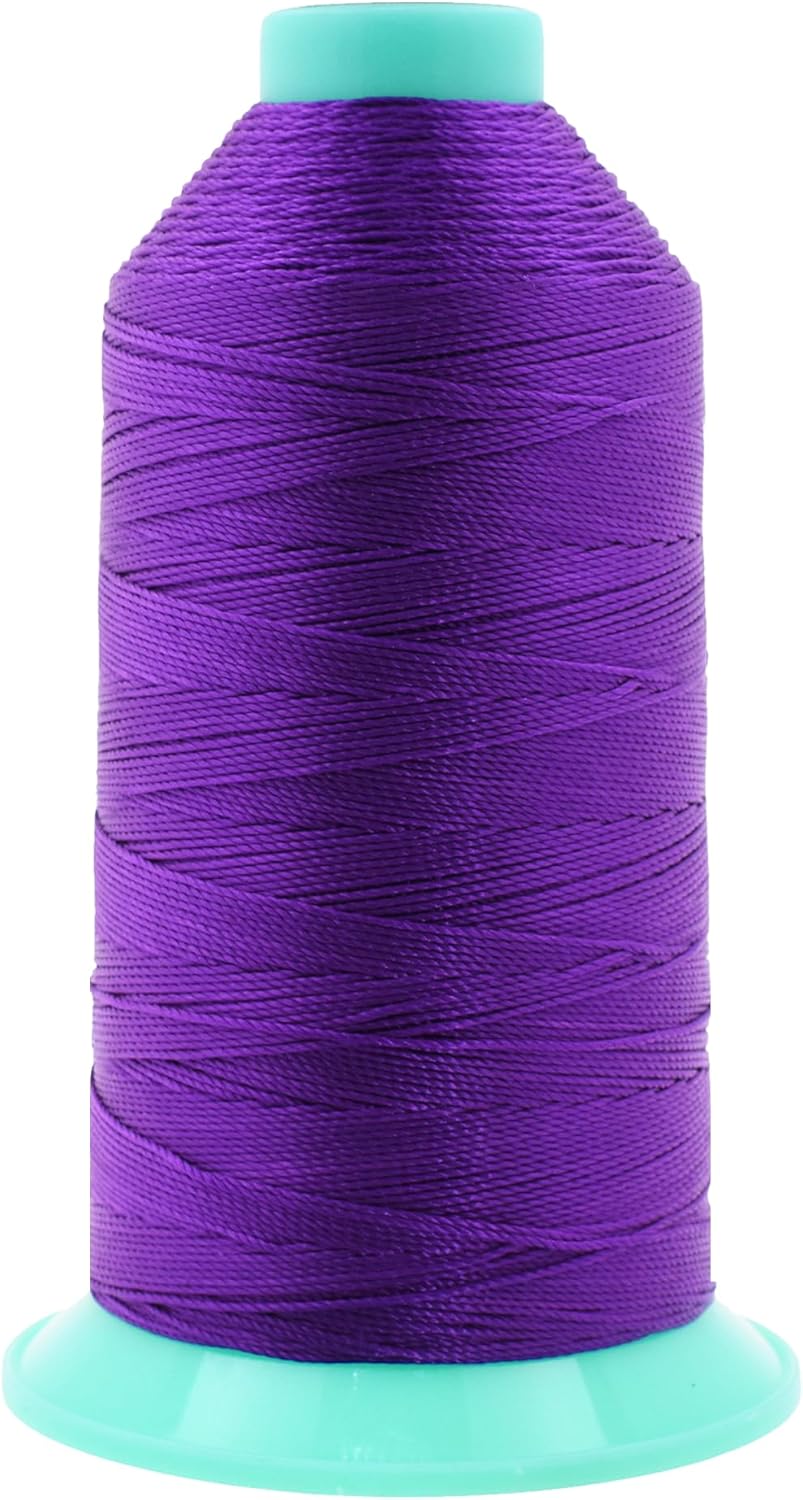 Mandala Crafts Bonded Nylon Thread True Purple Heavy Duty Sewing Threads - 800 YDs Size 277 840D T270 Tex 270 Thread for Leather Jeans Weaving Outdoor Marine Upholstery Threads