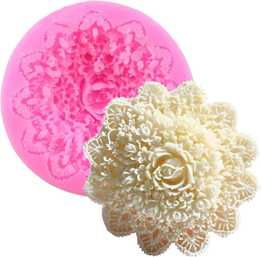 Lace Flower Silicone Mold for Candle, Soap, Fondant, Cake Decorating, Chocolate, Candy,Ploymer Clay