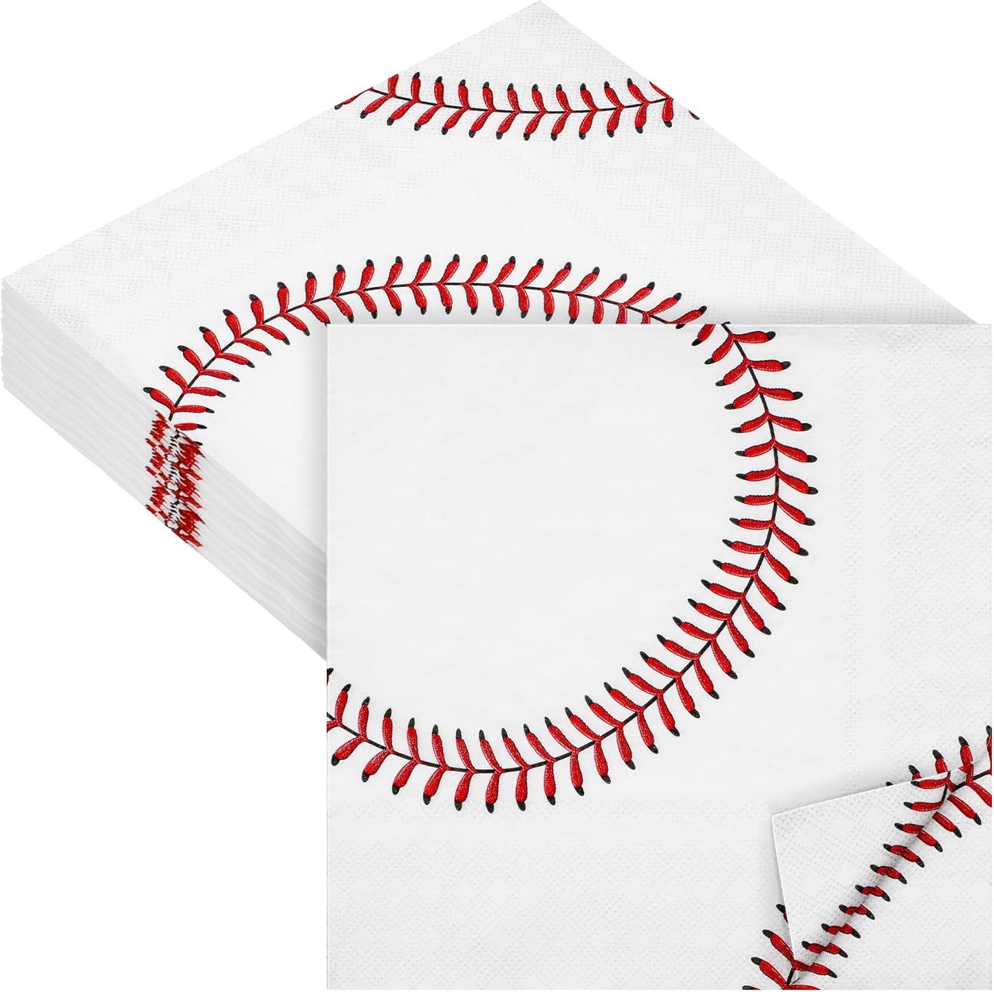 Aodaer 48 Pieces Baseball Napkins - 13 x 13 Inches Disposable Pattern Napkins for Sports Party Supplies, Birthday Party Decorations