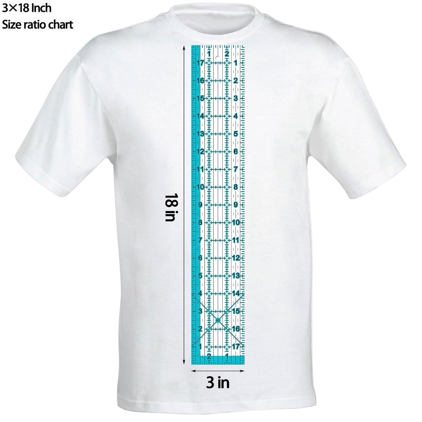 Acrylic Ruler 7 Piece Set, Non Slip Rings 50 Pieces, Quilting Rulers, Size (6"x24"), (2"x24"), (3"x18"), (3"x8"), (1.5"x12"), (1"x12"), (1"x6") (Blue-7 Piece Set)