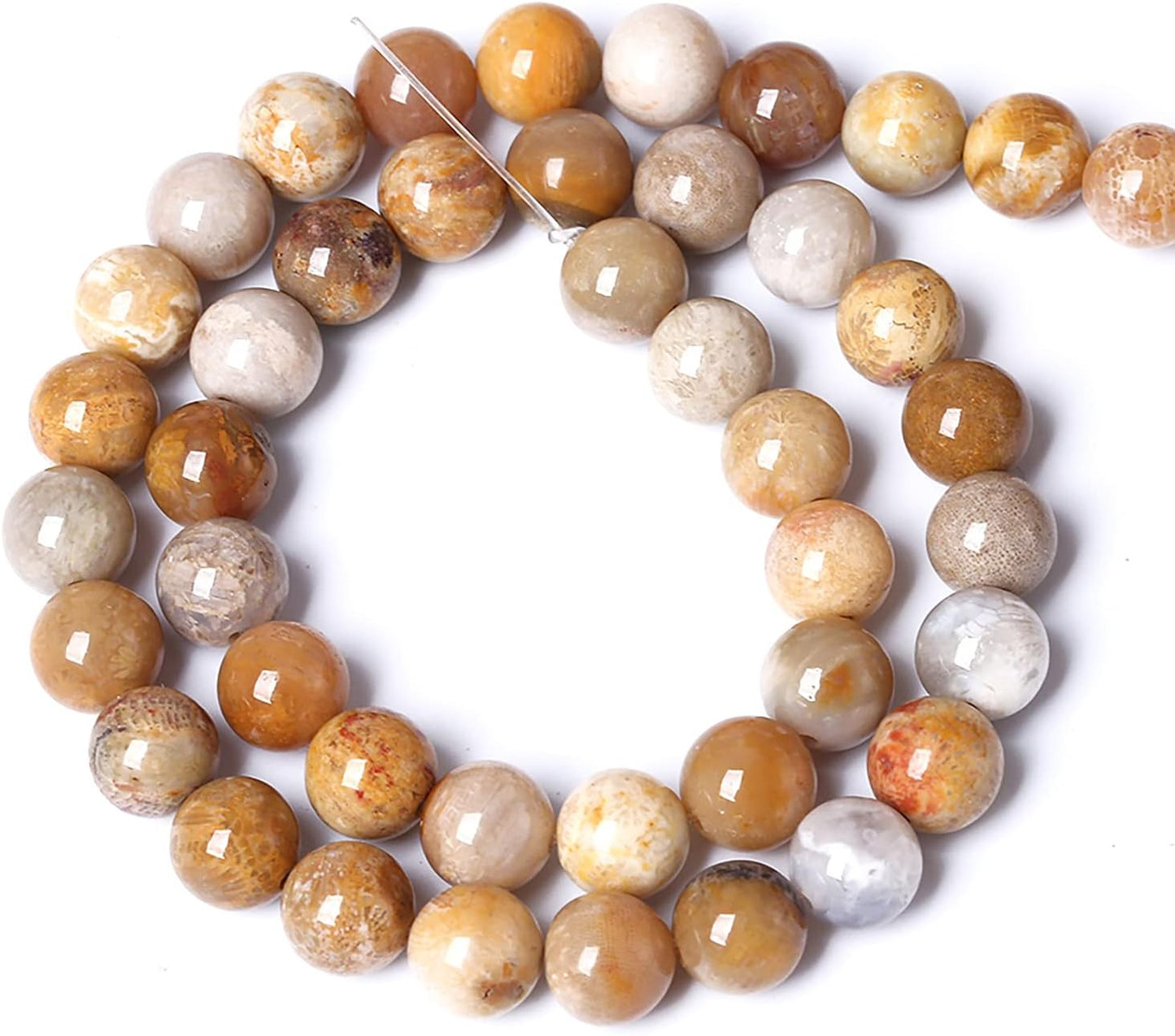 45pcs 8mm Natural Coral Jade Chrysanthemum Stone Beads Round Loose Beads for Jewelry Making,DIY Bracelet Necklace