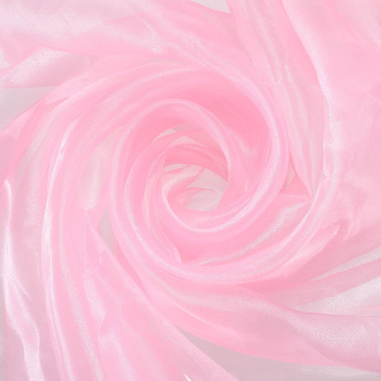 MECCANIXITY Iridescent Sheer Organza Fabric, 10 Yards x 59 Inches Solid Holographic Shiny Fabric Organza Cloth for Wedding, Curtains, Costume, Photo Background, Pink