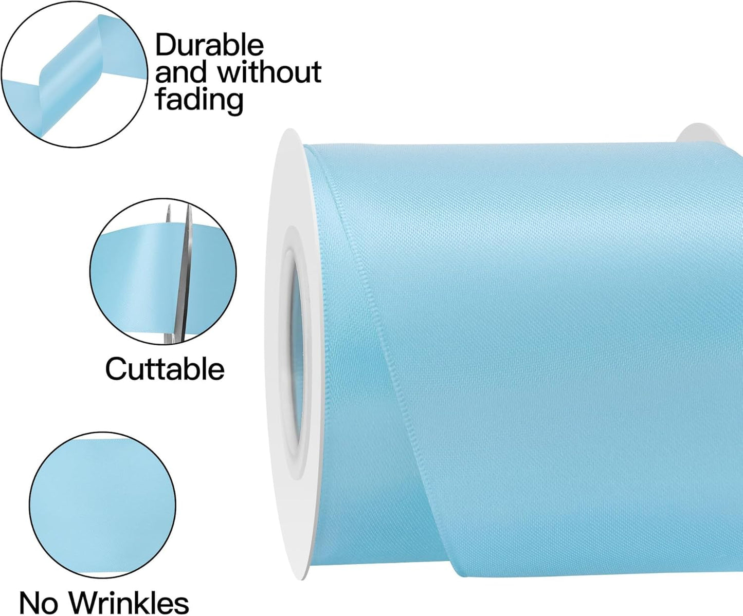 Blue Mist Satin Ribbon 3 Inch X 15 Yards Solid Color Double Faced Ribbons Perfect for Crafts Wedding Decor Bow Making Arts Sewing and More