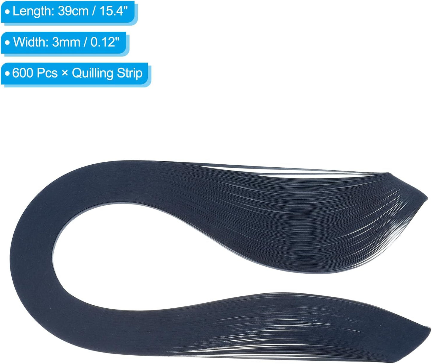 PATIKIL 600pcs Quilling Strips Paper 1/8"(3mm) 39cm Origami Paper Quilling Strip for Art DIY Hand Craft Christmas, Navy Blue