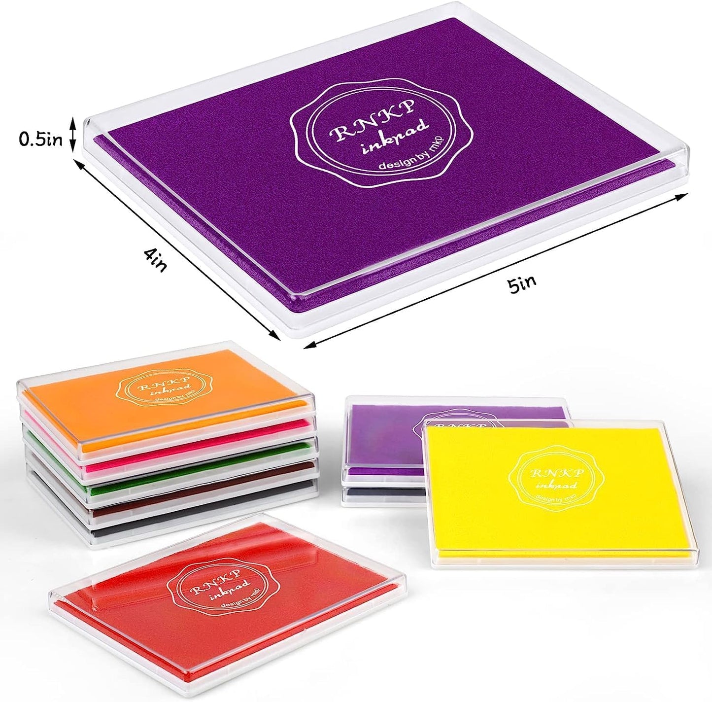 RNKP Large Purple Ink Pad for Rubber Stamps, 5 × 4 inch Ink Stamp Pads Permanent for Paper Wood Fabric (Purple)…