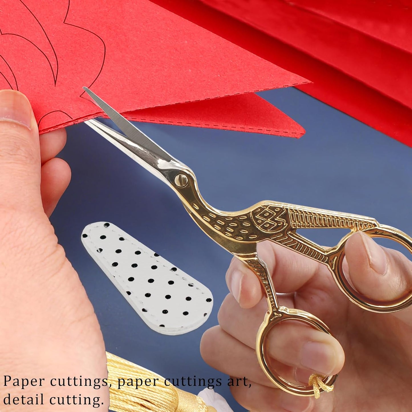 BIHRTC 4.5Inch Bird Sewing Scissors Craft Threading Scissors with Leather Cover Tassel Stainless Steel Scissor for Embroidery Sewing Crafting Needlework DIY Artwork Housework