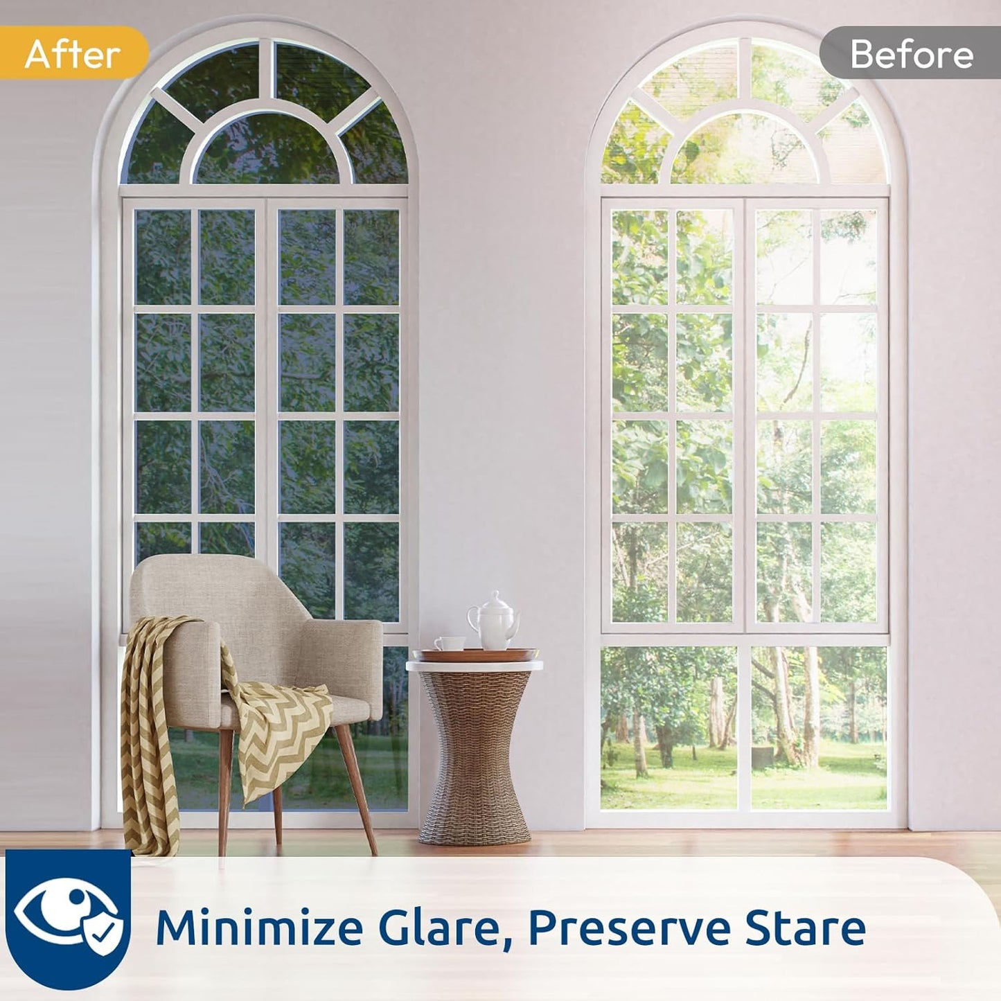 rabbitgoo Window Privacy Film One Way Window Tint for Home, Removable Reflective Heat Sun Blocking Anti UV Glass Door Covering, Mirror Tinting Film House Office, 35.4 in X 16.4 Feet, Blue Silver