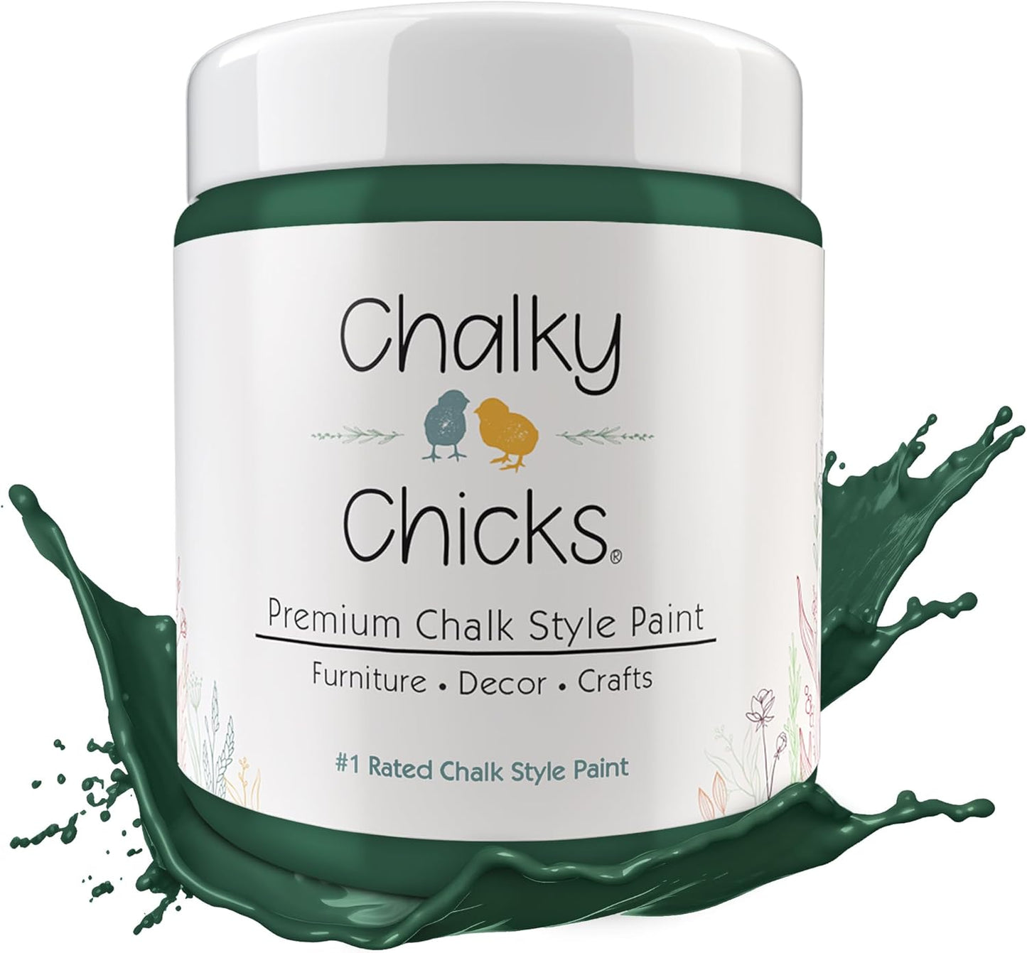Chalky Chicks All-in-One Chalk Paint for Furniture or Cabinet - 16 Fl Oz - Matte Finish Shamrock (Dark Green) for Metal, Wood Furniture Paint - No Sanding All-in-One for Home Decor & Crafts, USA Made