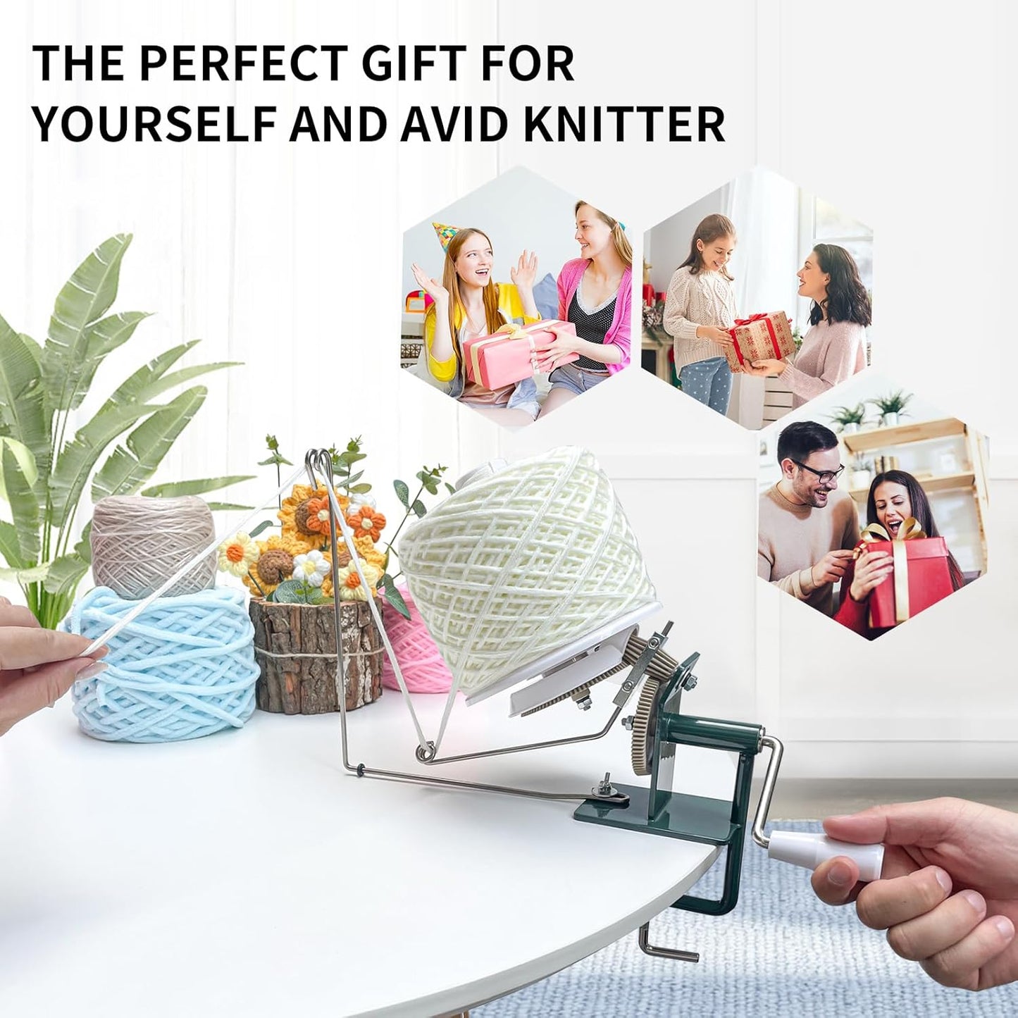 Yarn Winder, Yarn Ball Winder, Large 15 oz and Easy-to-Install Yarn Cake Winder Efficiently Make Yarn Cake, Sturdy Metal and ABS Yarn Winder for Crocheting,The Helper for Knitting Enthusiast