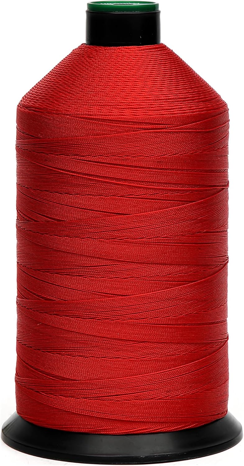 Extra Strong Bonded Nylon Thread #138 Tex135 – 16 OZ, 3000yds, Versatile Stitching Solution for Leather, Upholstery, Canvas Repair and More (Red)