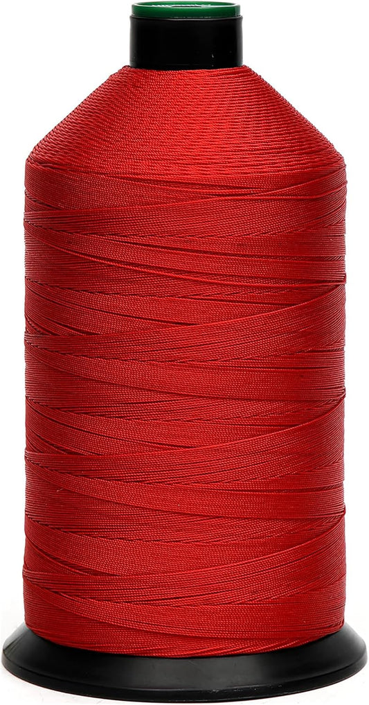 Extra Strong Bonded Nylon Thread #138 Tex135 – 16 OZ, 3000yds, Versatile Stitching Solution for Leather, Upholstery, Canvas Repair and More (Red)