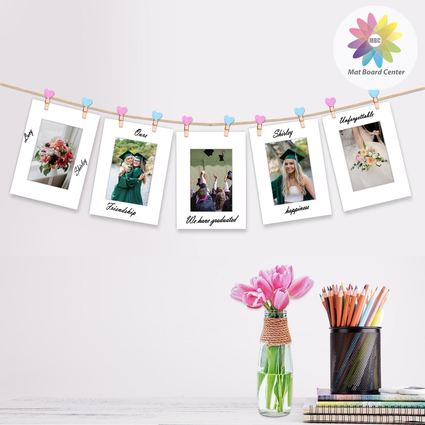 MBC Mat Board Center, 5 Pack 5x7 for 3.5x5 White Picture Mats Frame Mattes, Bevel Cut, Acid Free, 4-ply Thickness