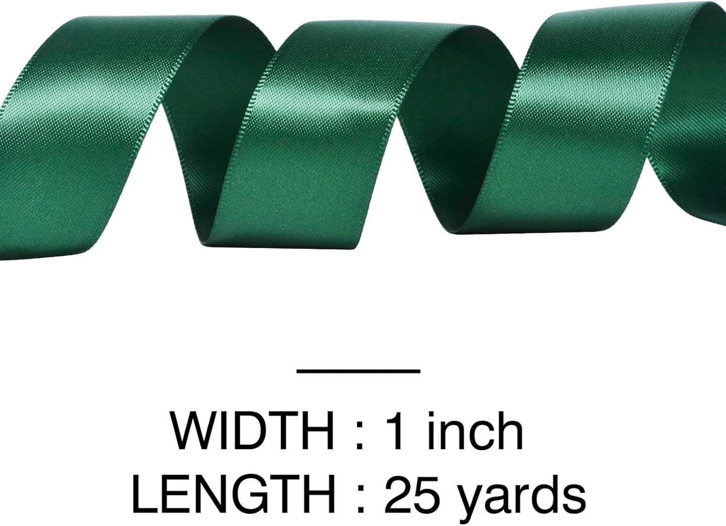 YAMA Forest Green Double Faced Satin Ribbon, 1 Inch 25 Yards, Great for Crafts Bows Flower Bouquet Wedding Home Decor Gift Wrapping