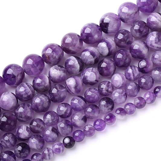 Natural Purple Dream Lace Amethysts Beads Crystal Round Loose Beads for Jewelry Making 6mm 60PCS 1 Strand 15" (Purple Dream Lace Amethysts, 6mm)