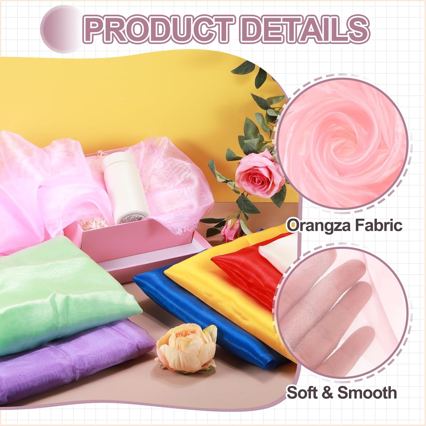 MECCANIXITY Iridescent Sheer Organza Fabric, 10 Yards x 59 Inches Solid Holographic Shiny Fabric Organza Cloth for Wedding, Curtains, Costume, Photo Background, Dark Pink