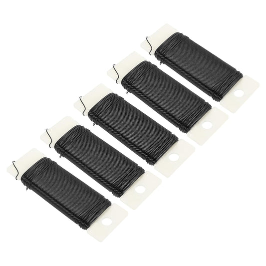 MECCANIXITY 190 Yards/575 Feet Metal Floral Wire 21 Gauge Black Flexible Paddle Thin Floral Wires for Craft, Christmas Wreath, Flower Arrangement, Wedding, Total 5 Roll