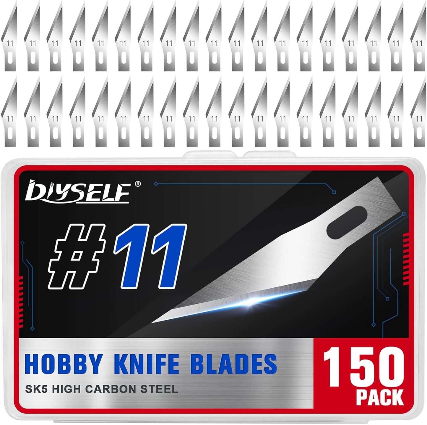 DIYSELF 150 PCS Exacto Knife Blades 11, Sharp Hobby Knife Blades, High Carbon Steel Craft Knife Blade, #11 Replacement Exacto Blade for Art, Scrapbooking, Stencil, Paper Cutting