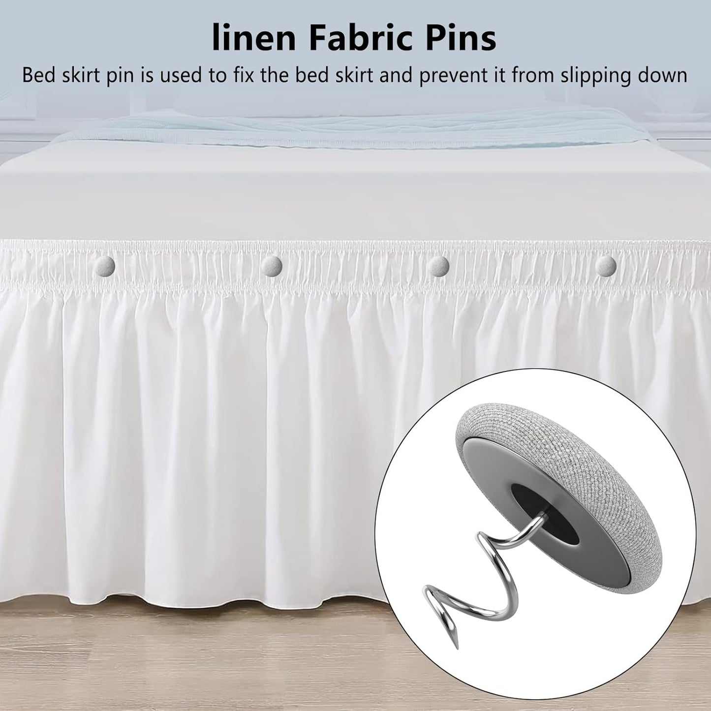 12 Colors Fabric Covered Button Twist Pins Dust Ruffle Pins- for Sofa，Upholstery，Armchair Caddies, Armrest Covers,Bed Skirts, Slipcovers, Headliners (Light Gray, 24)