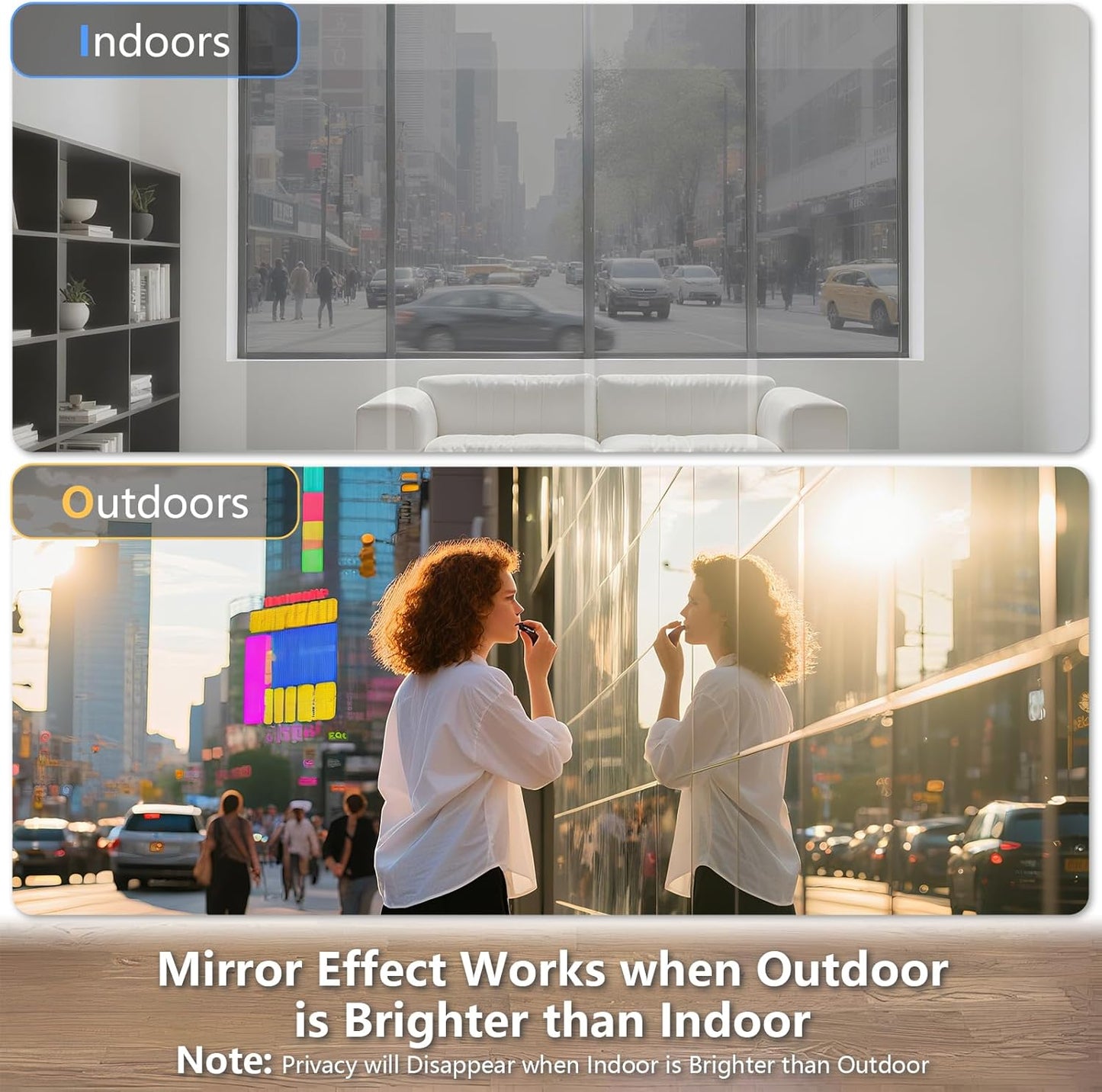 LEMON CLOUD One Way Window Privacy Film See Out Not in Reflective Mirror UV Window Cling Sun Blocking Heat Control Glare Control with Tools,17.5 Inch x 157.4 Inch