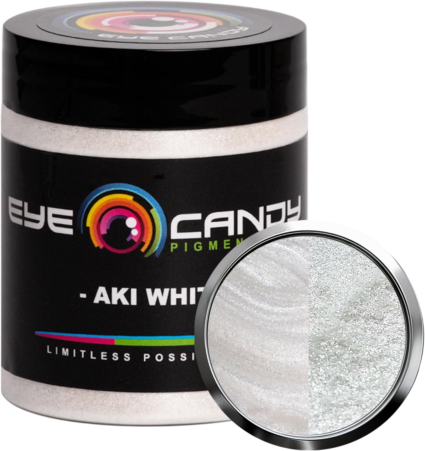 Eye Candy Pigments Premium White Mica Powder - AKI White (25gr) - for Epoxy, Resin, Soap, Paint, Woodworking, Acrylic Pouring, Bath Bombs, Fishing Lures - DIY Arts and Crafts Additive