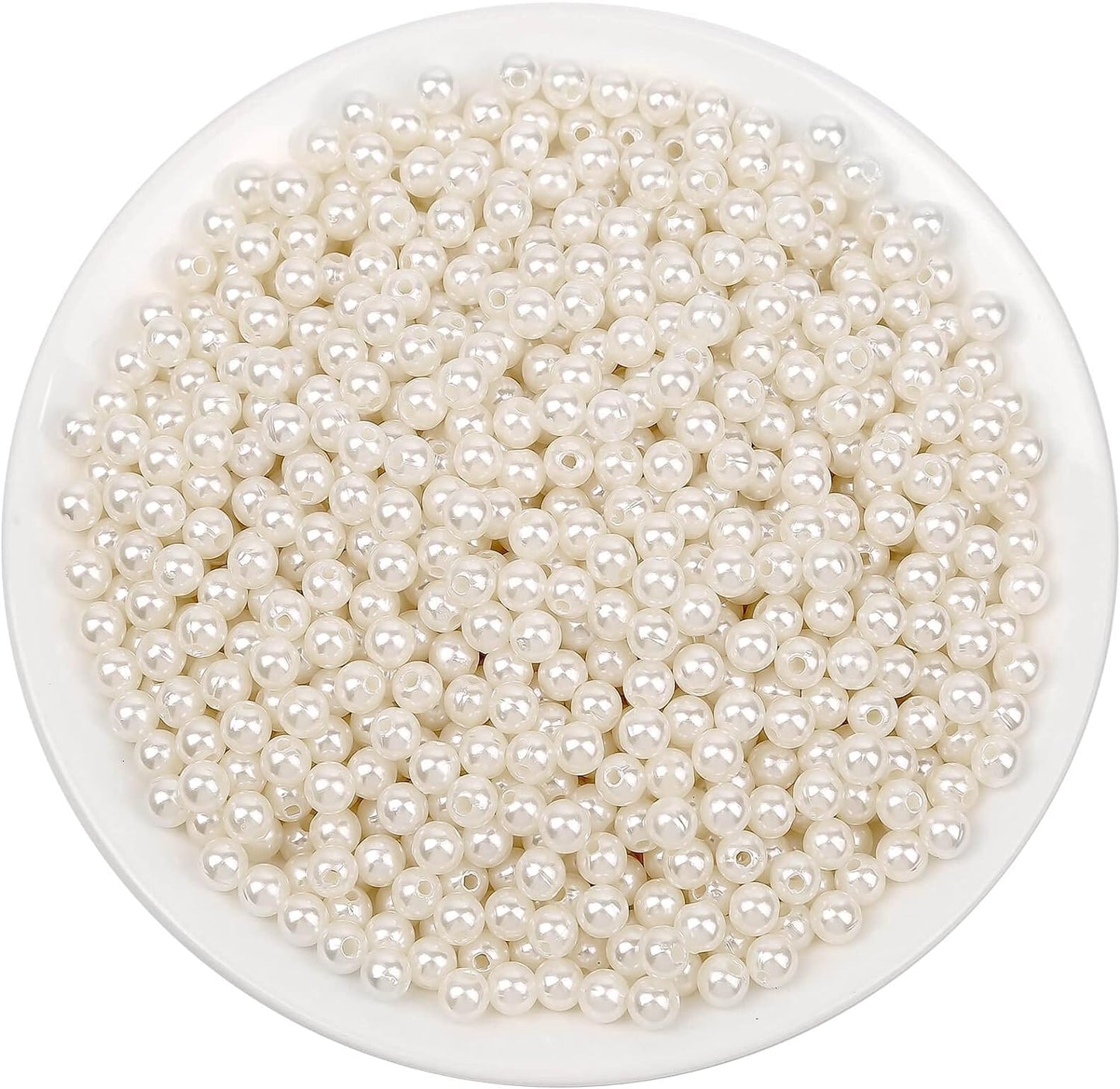 Pearl Beads for Craft, Anezus 1000pcs Ivory Faux Fake Pearls, 6 mm Small Sew on Pearl Beads with holes for Jewelry Making, Bracelets, Necklaces, Hairs, Crafts, Decoration and Vase Filler