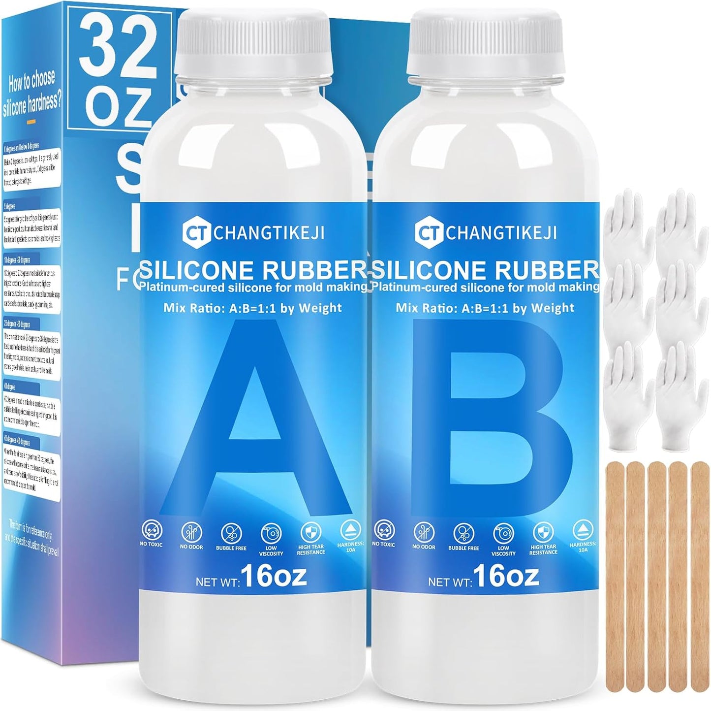 Silicone Mold Making Kit, 32oz 10A Elastic Liquid Silicone for Casting Resin molds and Candle & Soap Mold,Fast Cure Translucent Platinum Silicone Rubber