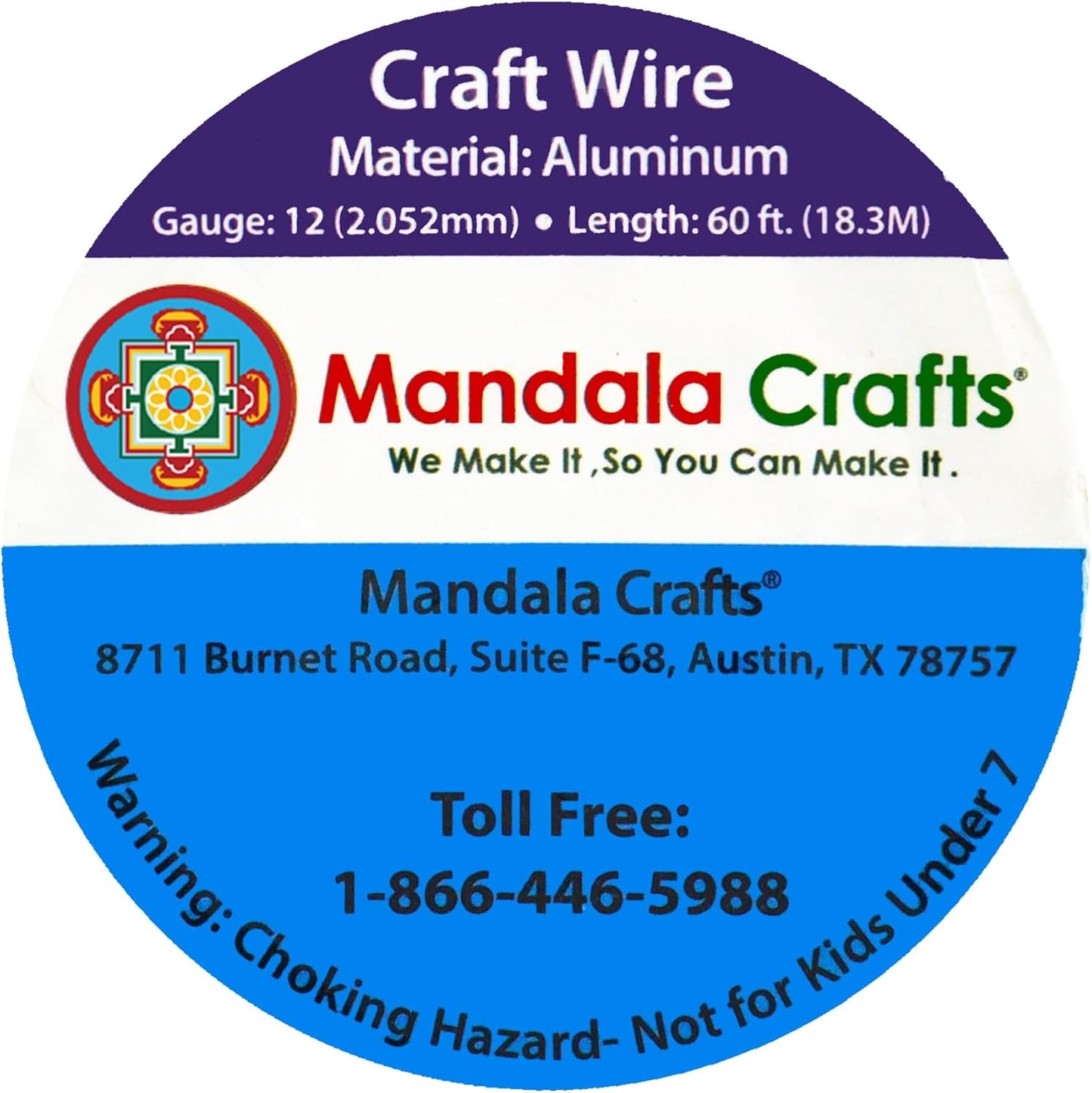 Mandala Crafts 12 Gauge Anodized Aluminum Craft Wire for Jewelry Making - 60 FT Colored Flexible Gold Tone Wire - Bendable for Bonsai Armature Crafting Sculpting