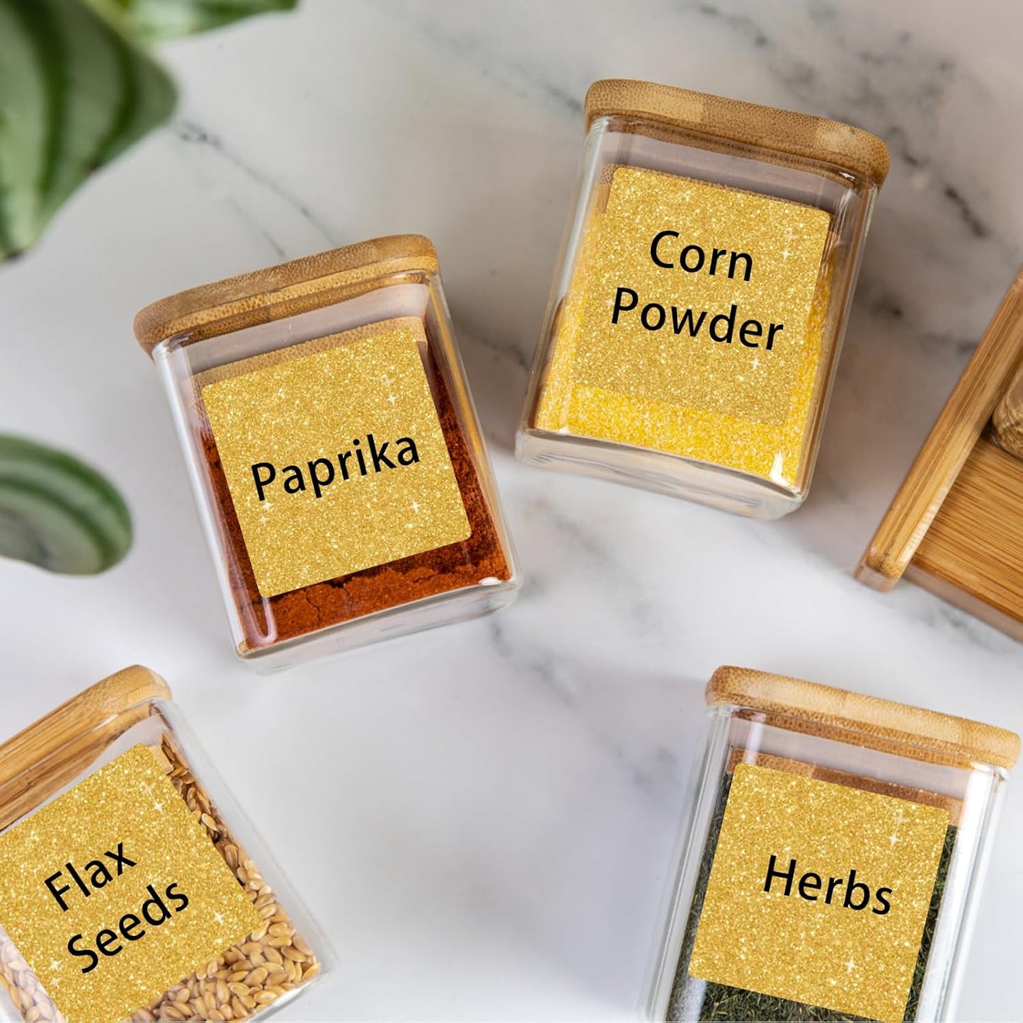 2" x 2" Square Thermal Labels Stickers, Holographic Direct Thermal Stickers Labels, Self-Adhesive Label for Small Business, DIY Logo Design- Glitter Gold