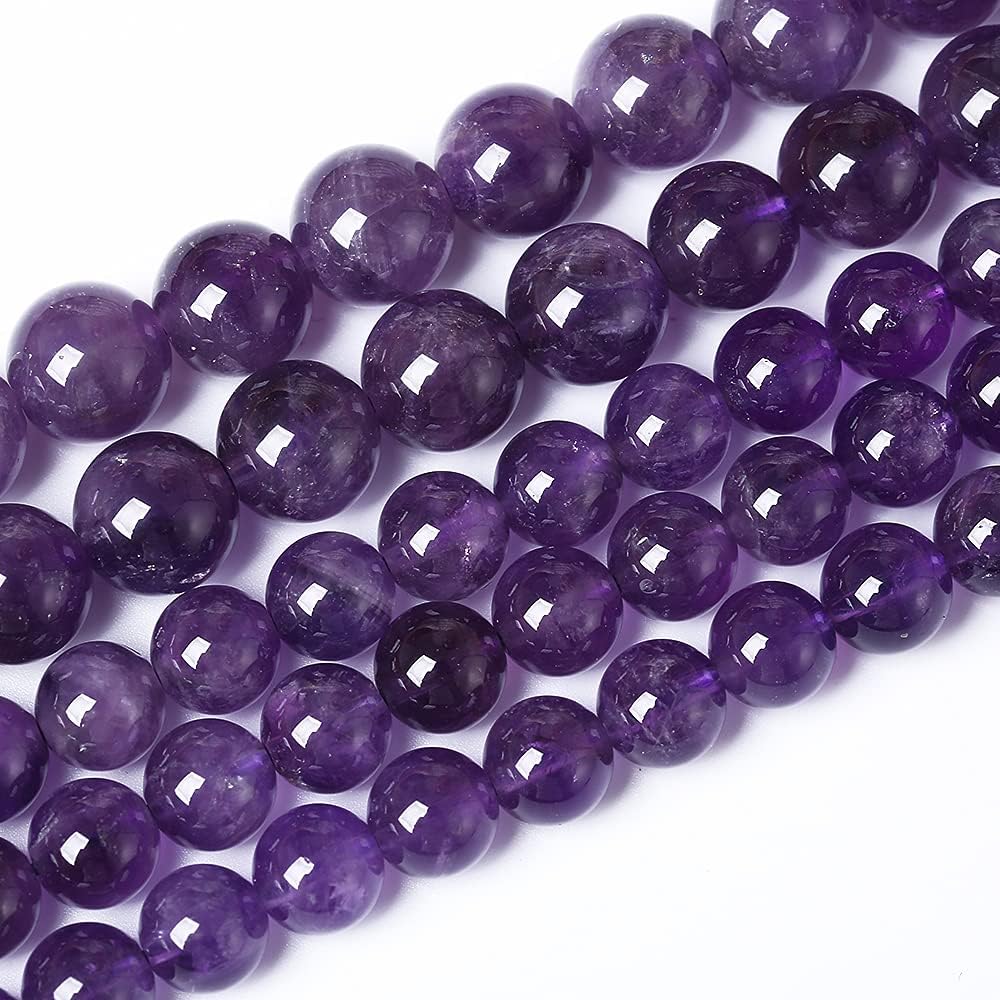 120PCS 6mm Natural Amethyst AAAAA Purple Crystal Quartz Beads Gemstones Round Stone Beads for Jewelry Making DIY Bracelet Necklace 2 Strand 32"