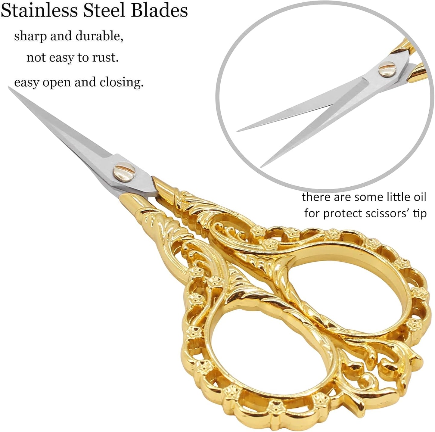 BIHRTC DIY Tools Dressmaker Small Shears with Artificial Leather Cover Stainless Steel Sharp Straight Tip Scissors Small Shears for Craft Home Sewing Supplies Cross Stitch Needlework DIY