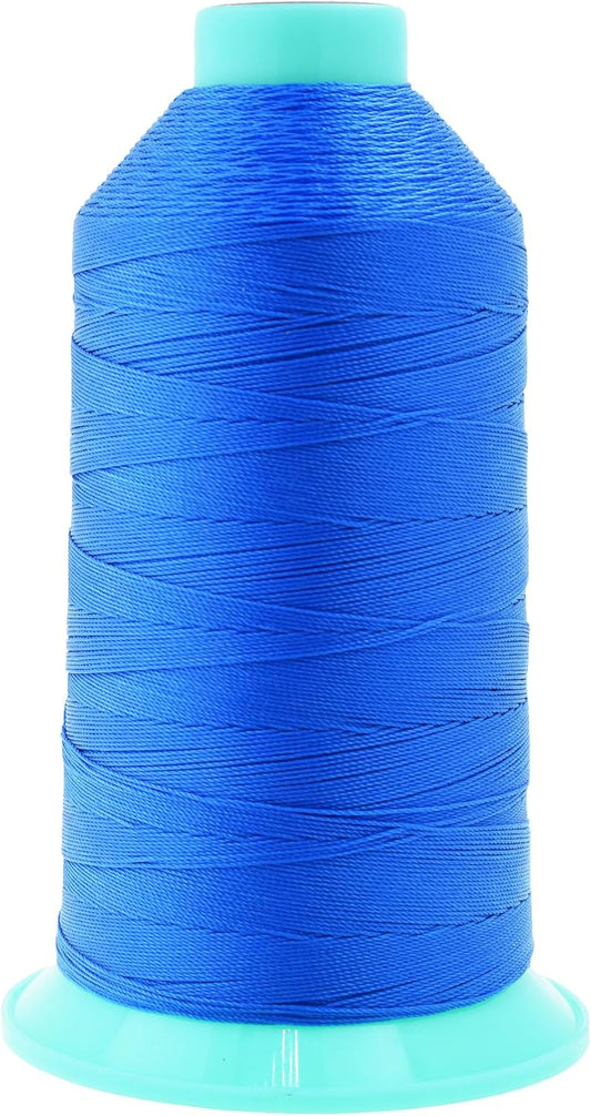 Mandala Crafts Bonded Nylon Thread Sky Blue Heavy Duty Sewing Threads - 1250 YDs Size 138 420D T135 Tex 135 Thread for Leather Jeans Weaving Outdoor Marine Upholstery Threads