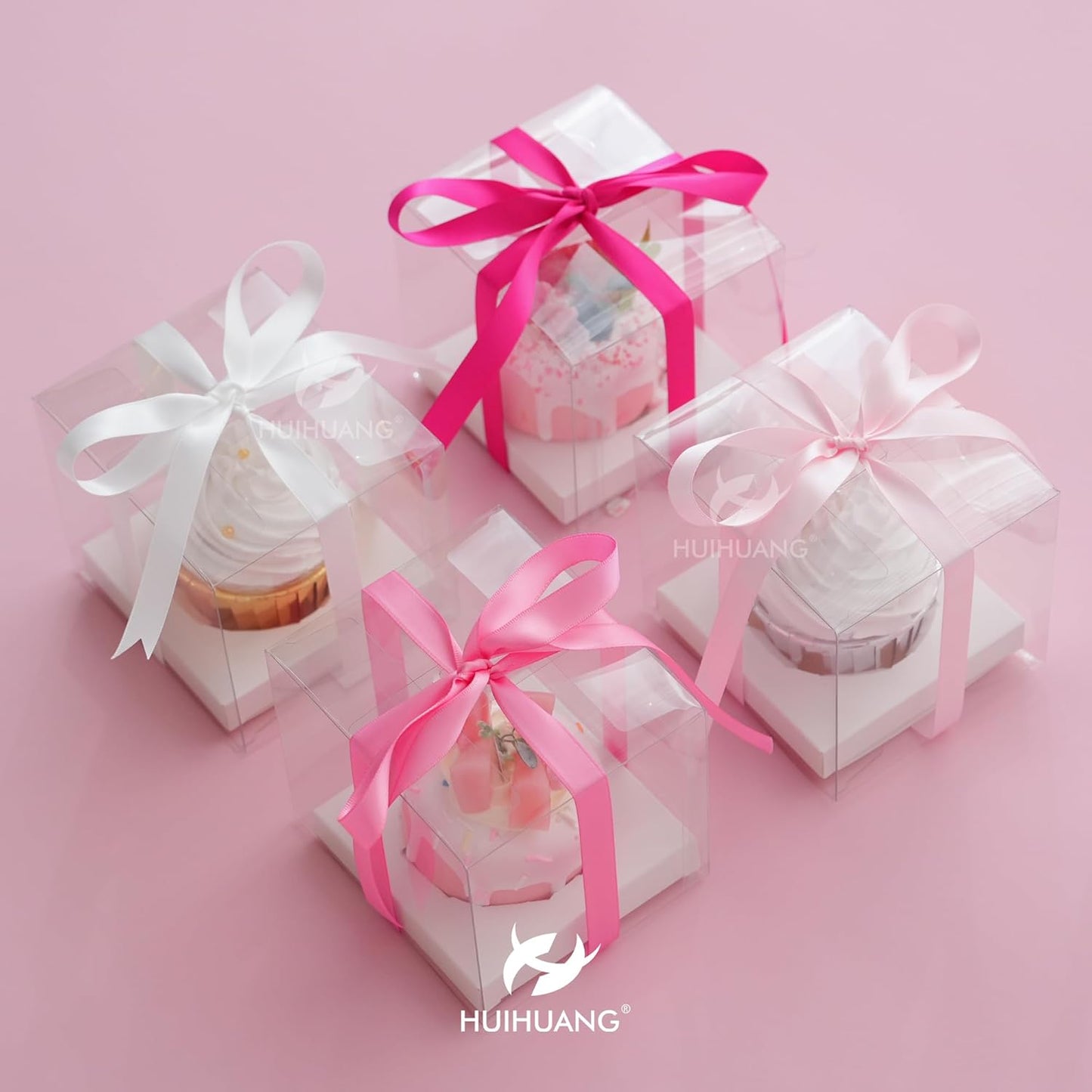 HUIHUANG Hot Pink Satin Ribbon 1/2 inch X 50 Yards Continuous, Double-Faced Satin Pink Ribbon for Gift Wrapping, Bows, DIY Crafts, Flower Bouquet, Bridal Shower Wedding Decor