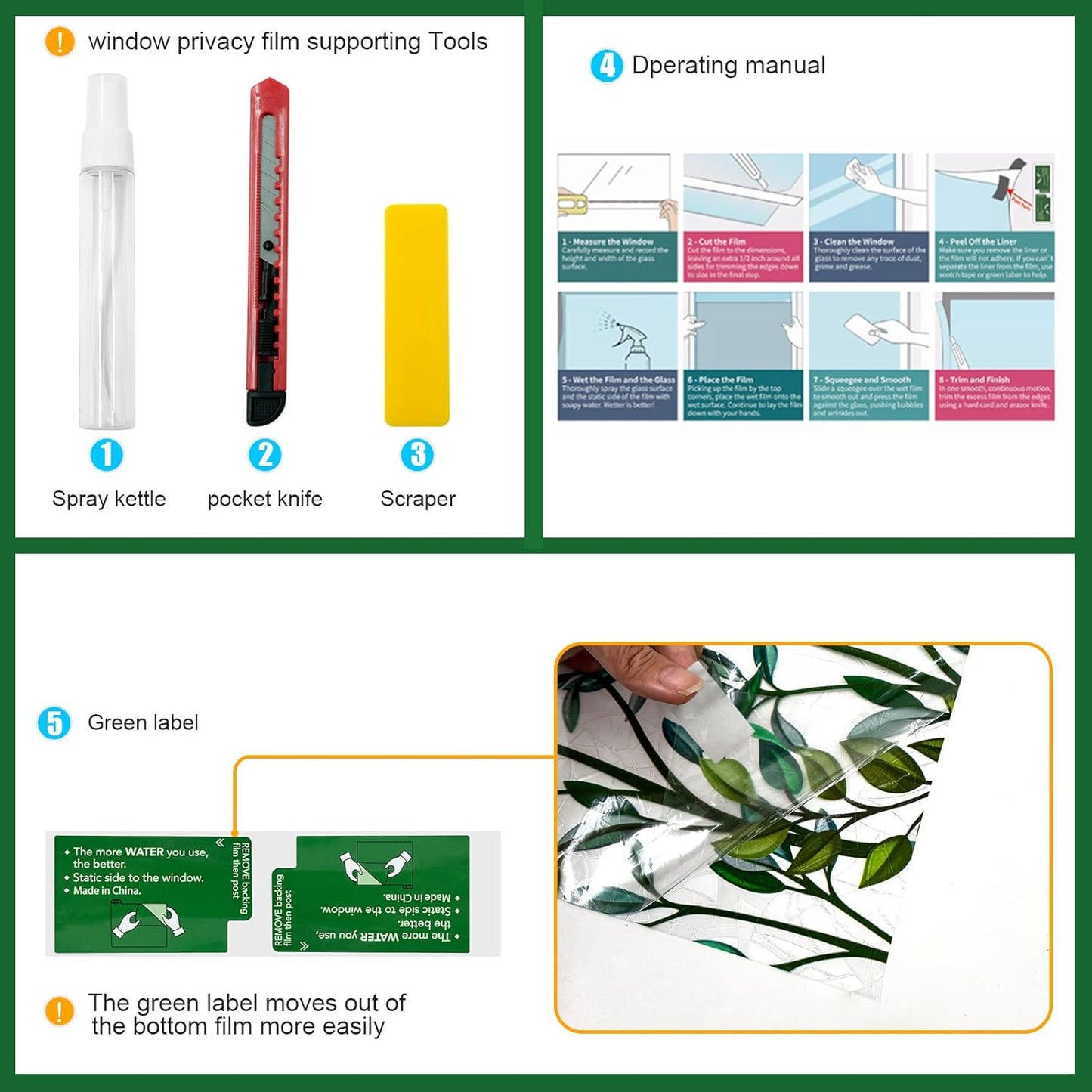 Window Privacy Film Stain Glass Window Film Rainbow Window Film Window clings Non-Adhesive Reusable Decorative for Room (Leaf Rainbow, 45.2 x 157.4 in)