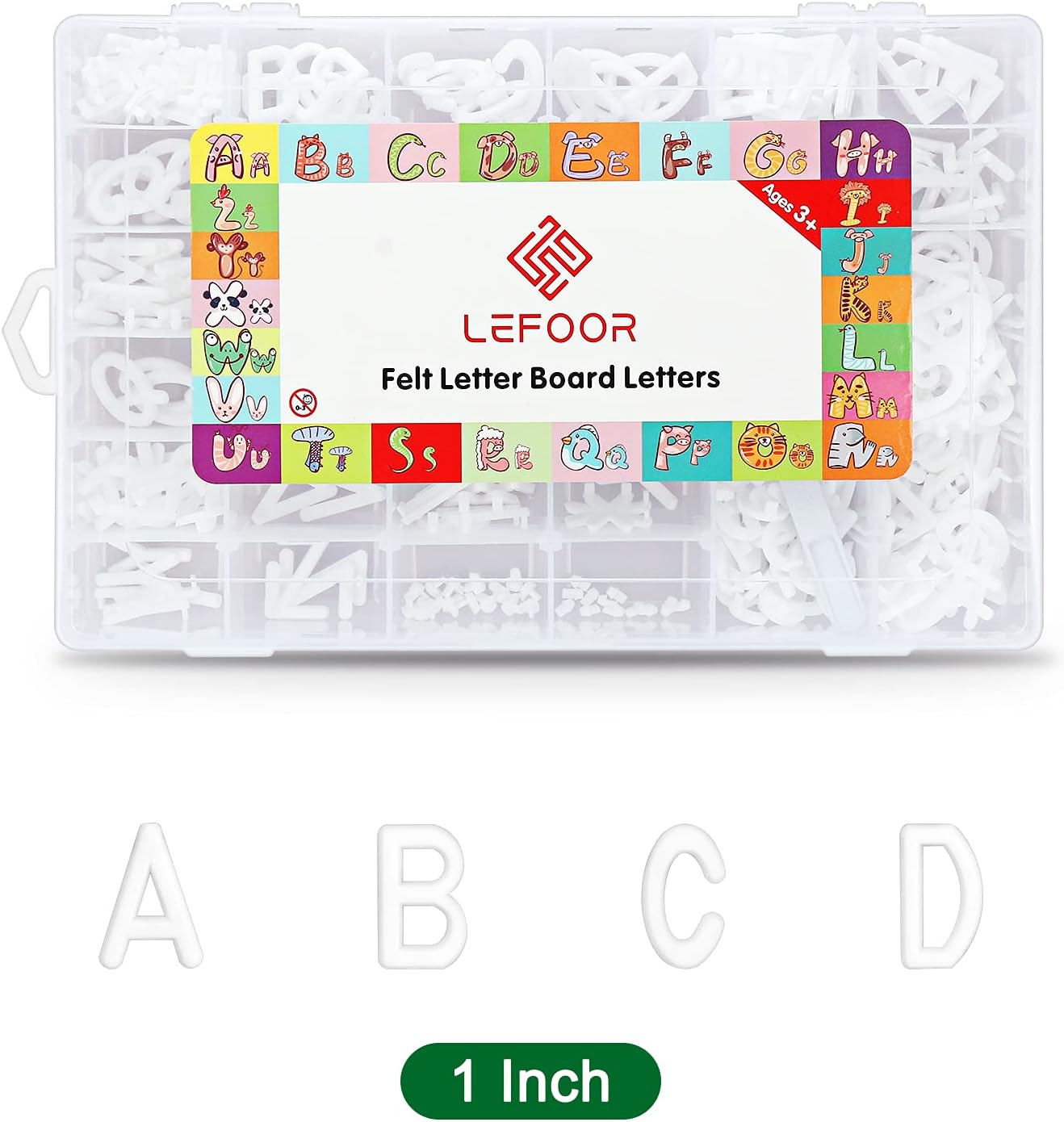 Letter Board Letters Only,504 PRE-Cut Characters (1 Inch,White) with Sorting Tray,Felt Board Letters