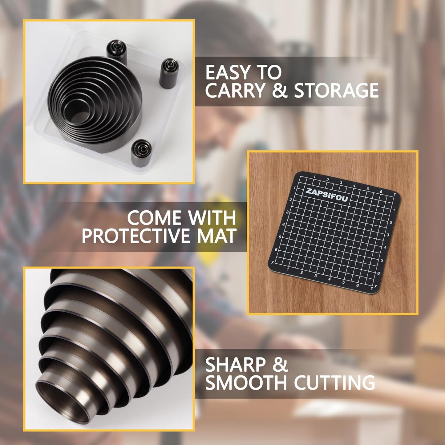 9 Pieces Leather Circle Cutter Tool Set, Hole Punch Tools with 15 20 25 30 35 40 45 50 55mm, High Carbon Steel Round Cutting Dies, Hole Punch Tool Kit for DIY Leather Crafts