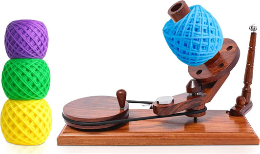 Yarn Winder – Large Handcrafted Wooden Ball Winder for Knitting, Crocheting & Weaving – Heavy-Duty Natural Rosewood Yarn Winder for 8-12 oz Yarn Cakes